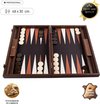 Afbeelding van het spelletje Lederen Backgammon Crocodile Tote - 48x30 cm - Donker Bruin met Taba & Ivoor  Top Kwaliteit