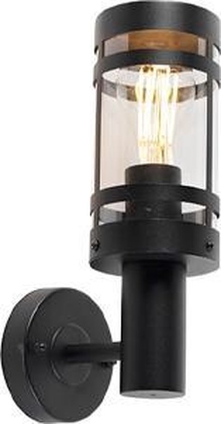 QAZQA gleam - Moderne Wandlamp voor buiten - 1 lichts - D 160 mm - Zwart - Buitenverlichting