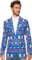 Suitmeister Christmas Blue Nordic Jacket - Heren jasje - Blauw - Kerstblazer - Maat L