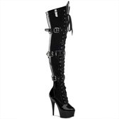 EU 35 = US 5 | DELIGHT-3028 | 6 Lace-Up Triple-Buckle PF BT, Side Zip