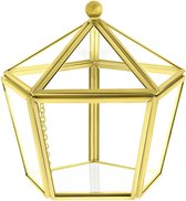 Lucardi Geschenkartikelen  - Goudkleurige sieradendoos glas hexagon vorm