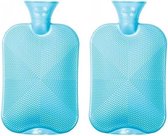 2x Kruiken blauw parelmoer 2 liter - Warmwaterkruiken