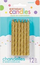 Amscan Verjaardagskaarsjes Spiral 8,2 Cm Goud 12 Stuks