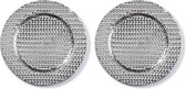 2x Ronde zilveren kaarsenplateaus/kaarsenborden met gevlochten patroon 33 cm - onderborden / kaarsenborden / onderzet borden voor kaarsen