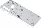Samsung Galaxy A40 Marmer Soft TPU Back Cover Hoesje - Wit kleur - van Bixb