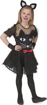 Funny Fashion - Poes & Kat Kostuum - Kitty Black - Meisje - zwart - Maat 140 - Halloween - Verkleedkleding