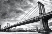 Schilderij - Manhattan Bridge , Zwart wit , 3 maten , Wanddecoratie