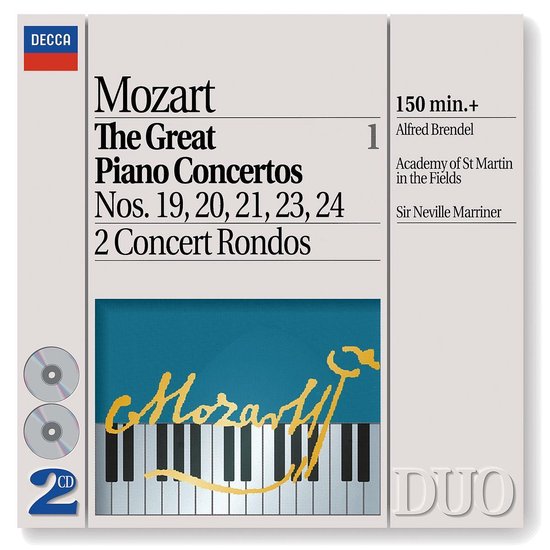 CD hoes: Mozart The Great Piano Concertos, Nos. 19, 20, 21, 23, 24, 2 Concert Rondos. Met Alfred Brendel.
