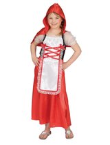 Costume du petit chaperon rouge | Le petit chaperon rouge des fermiers | Fille | Taille 140 | Costume de carnaval | Déguisements