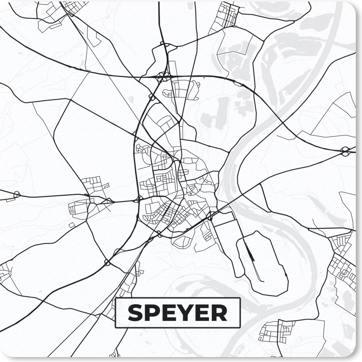 Muismat 20x20 cm - Mousepad Stadskaart - Speyer - Plattegrond - Kaart - Muismatten - Stadskaart