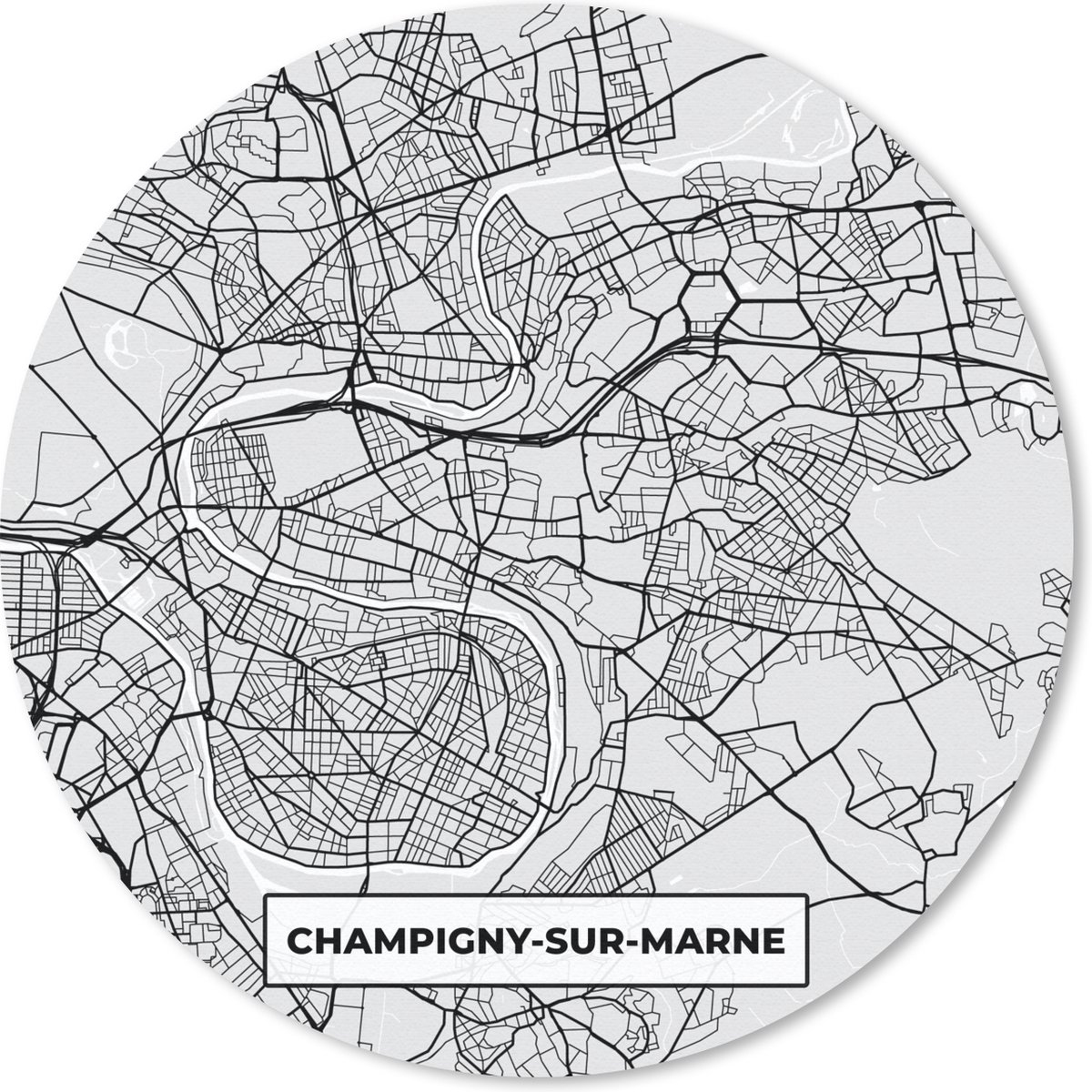 Muismat rond 40x40 cm - Mousepad Stadskaart - Frankrijk - Kaart - Champigny-sur-Marne - Plattegrond - Ronde muismatten - Stadskaart