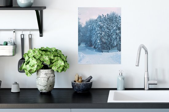 Poster Forêt - Neige - Hiver - 30x40 cm - Décorations de Noël de Noël pour l'intérieur - Noël
