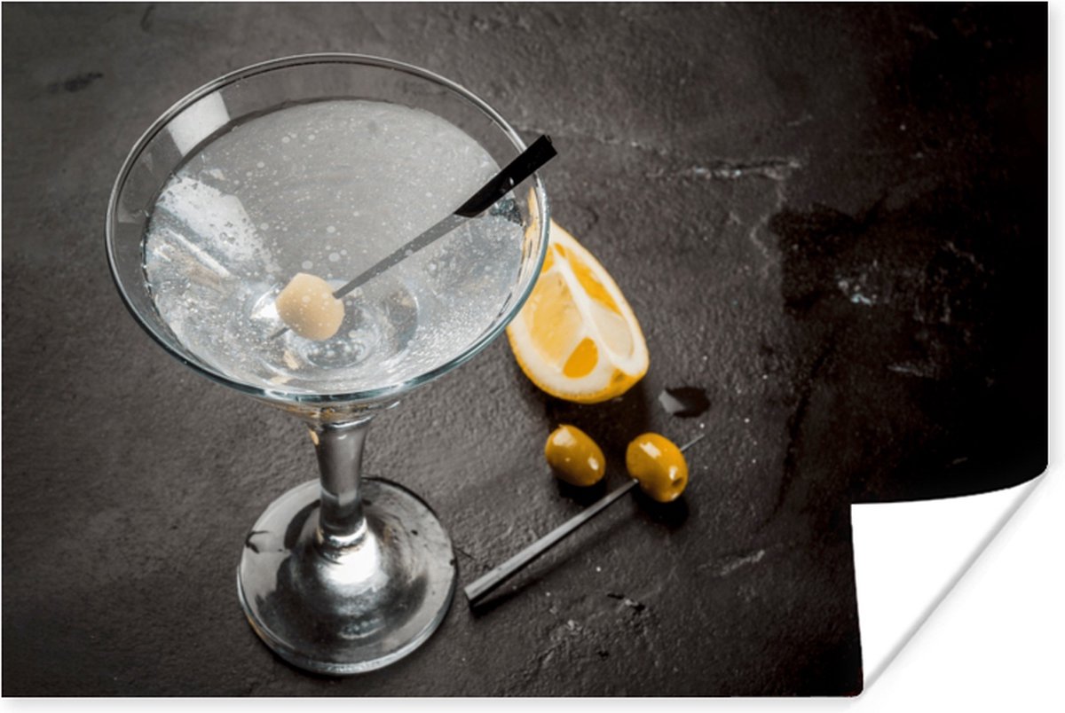 Poster Alcohol - Martini - Fruit - Olijven - 30x20 cm