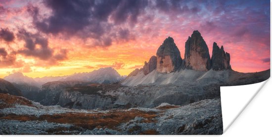 Poster Rotsen - Berg - Zonsondergang - Landschap - 80x40 cm