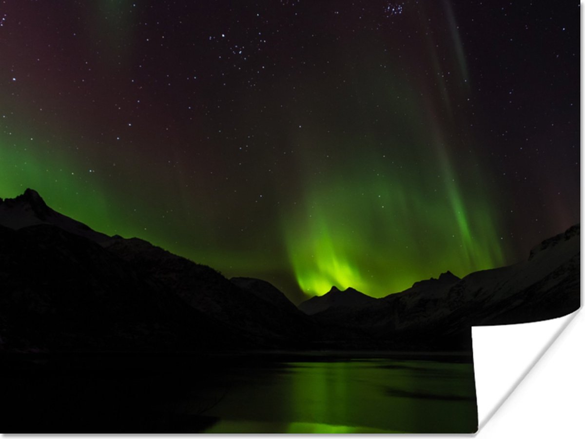 Poster Aurora - Sterrenhemel - Bergen - 80x60 cm