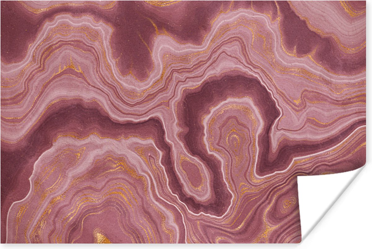 Poster Agaat - Abstract - Stenen - Roze - 90x60 cm