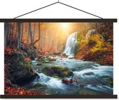 Porte-affiche avec affiche - Affiche scolaire - Cascade - Soleil - Automne - 60x40 cm - Lattes noires