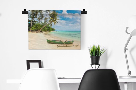 Tapisserie - Tapisserie - Plage - Canoë - Palmier - Tropical - 60x45 cm - Tapisserie