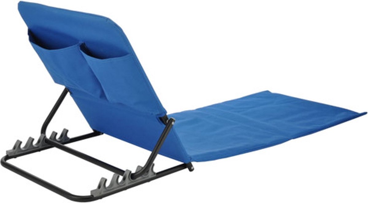 Spetebo Strandmat met hoofdkussen, inklapbaar, blauw, ligmat met verstelbare rugleuning, strandstoel, zonnebed, ligmat voor tuin, camping, picknick, reizen, vakantie