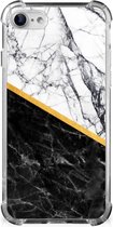 Back Cover iPhone SE 2022/2020 | iPhone 8/7 Smartphone hoesje met doorzichtige rand Marble White Black