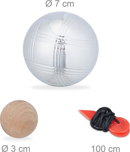 Relaxdays 3x jeu de boules set - kunststof - petanque spel voor