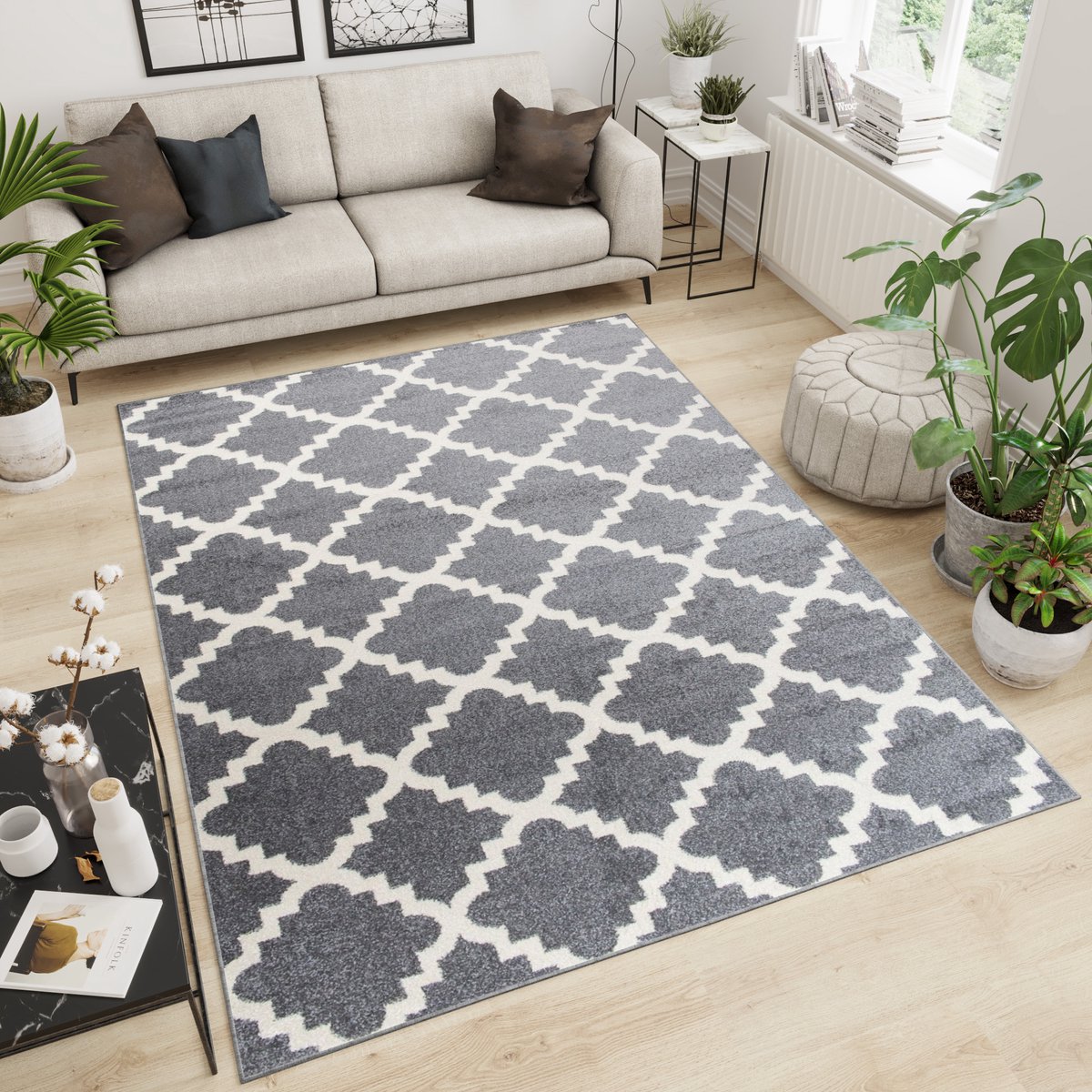 Tapiso Maroko Vloerkleed Trellis Woonkamer Tapijt Maat- 240x330 Grijs 2