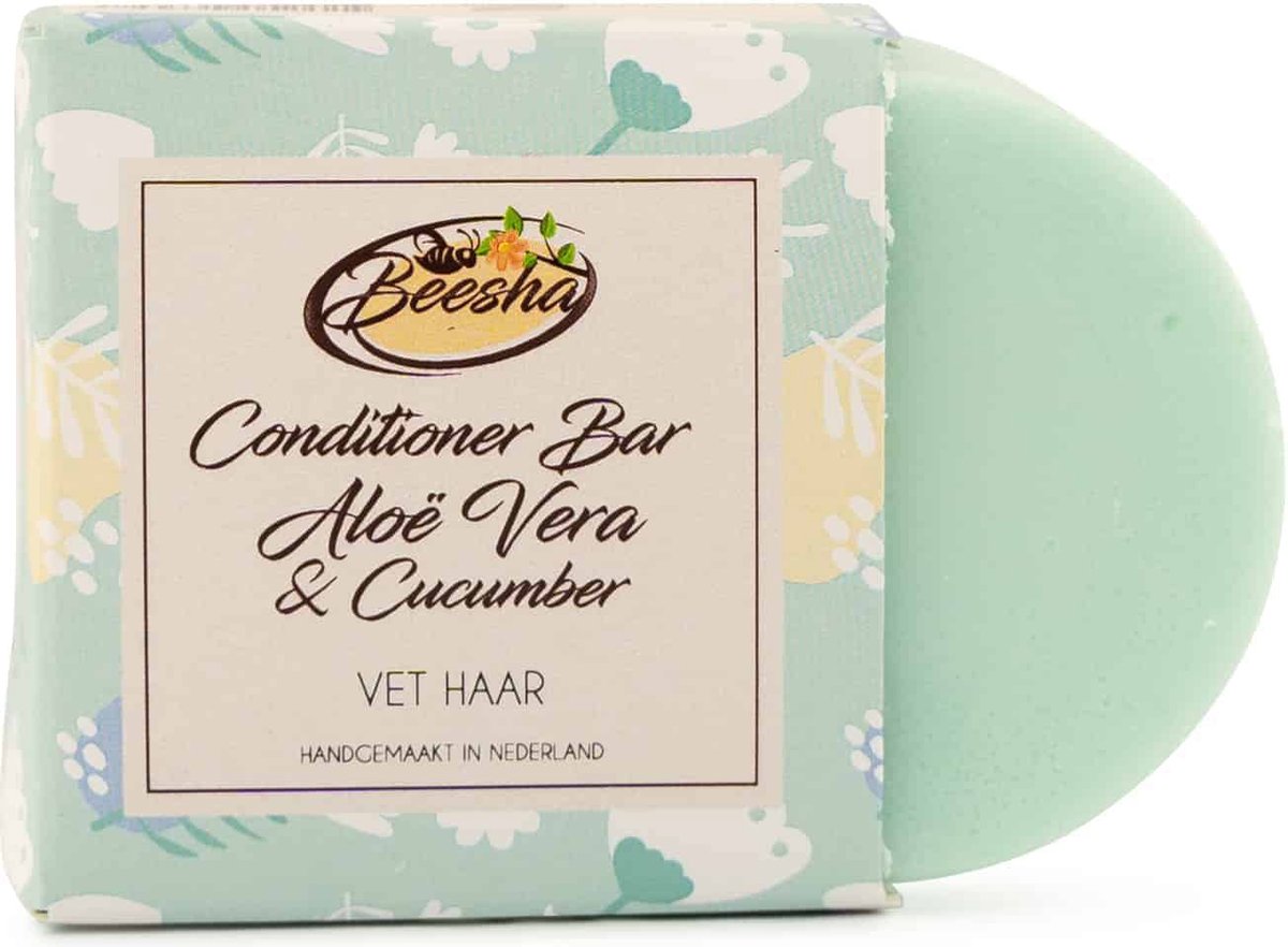 Beesha Conditioner Bar Aloë Vera & Cucumber | 100% Plasticvrije en Natuurlijke Verzorging | Vegan, Sulfaatvrij en Parabeenvrij | CG Proof