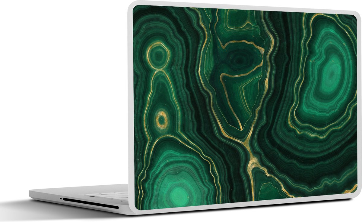Laptop sticker - 13.3 inch - Gold - Groen - Agaat steen - Geode - Marmer print - 31x22,5cm - Laptopstickers - Laptop skin - Cover