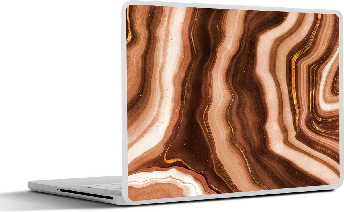 Laptop sticker - 17.3 inch - Agaat - Bruin - Goud - Geode steen - 40x30cm - Laptopstickers - Laptop skin - Cover