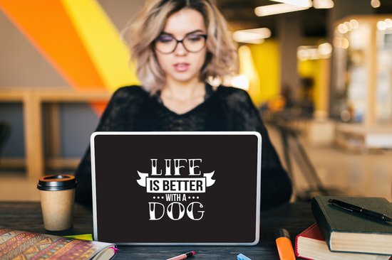Autocollant pour ordinateur portable - 11,6 pouces - Citations - La Life est meilleure avec un chien - Chien - Proverbes - 30x21cm - Autocollants pour ordinateur portable - Skin pour ordinateur portable - Housse