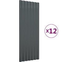vidaXL - Dakpanelen - 12 - st - 100x36 - cm - gegalvaniseerd - staal - antracietkleurig