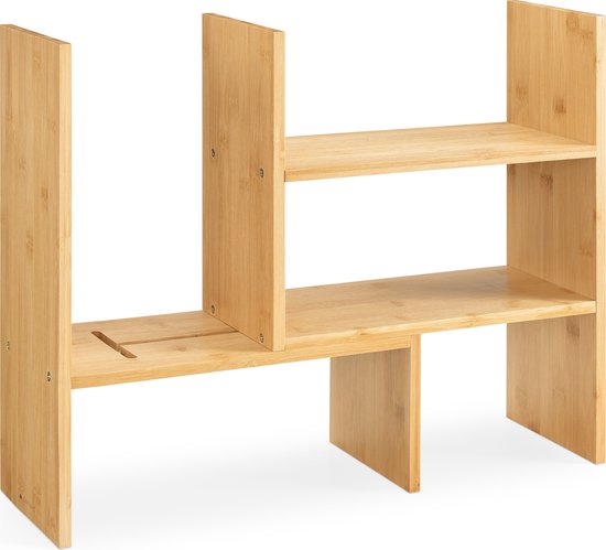 Navaris bamboe bureau organiser plank - Planken voor tafel of aanrecht - Vrijstaand verstelbaar rek voor nette keuken of kantoor