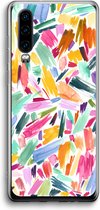 Case Company® - Hoesje geschikt voor Huawei P30 hoesje - Watercolor Brushstrokes - Soft Cover Telefoonhoesje - Bescherming aan alle Kanten en Schermrand