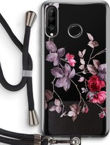 Case Company® - Coque Huawei P30 Lite avec cordon - Belles fleurs - Protection de téléphone avec cordon Zwart - Tous les côtés et sur la protection des bords de l'écran