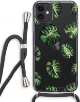 Case Company® - Hoesje met koord geschikt voor iPhone 11 hoesje met Koord - Tropische bladeren - Telefoonhoesje met Zwart Koord - Extra Bescherming aan alle Kanten en Over de Schermrand