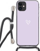 Case Company® - Hoesje met koord geschikt voor iPhone 11 hoesje met Koord - Klein hartje paars - Telefoonhoesje met Zwart Koord - Extra Bescherming aan alle Kanten en Over de Schermrand