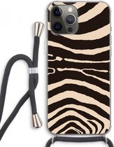 Case Company® - Hoesje met koord geschikt voor iPhone 12 Pro Max hoesje met Koord - Arizona Zebra - Telefoonhoesje met Zwart Koord - Extra Bescherming aan alle Kanten en Over de Schermrand