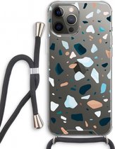 Case Company® - Coque iPhone 12 Pro avec cordon - Terrazzo N°13 - Coque pour téléphone avec cordon Zwart - Protection Extra sur tous les côtés et sur le bord de l'écran