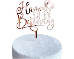 Happy Birthday TaartTopper Rose Goud TaartDecoratie Cake Topper Taart Topper Decoratie Verjaardag Versiering – 1 Stuk