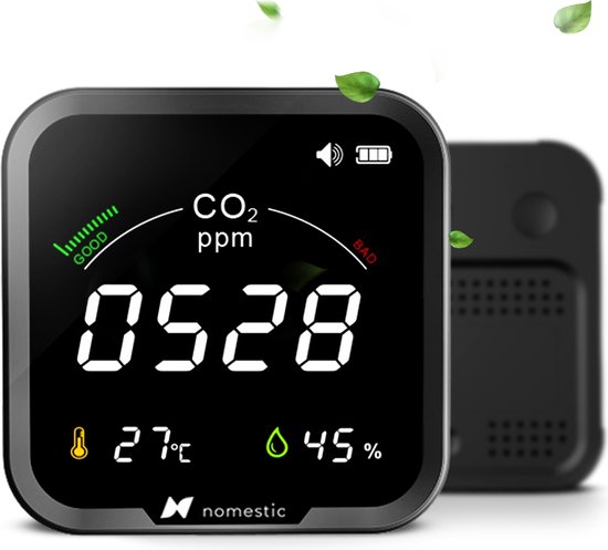 Nomestic® CO2 Meter & Hygrometer voor Binnen