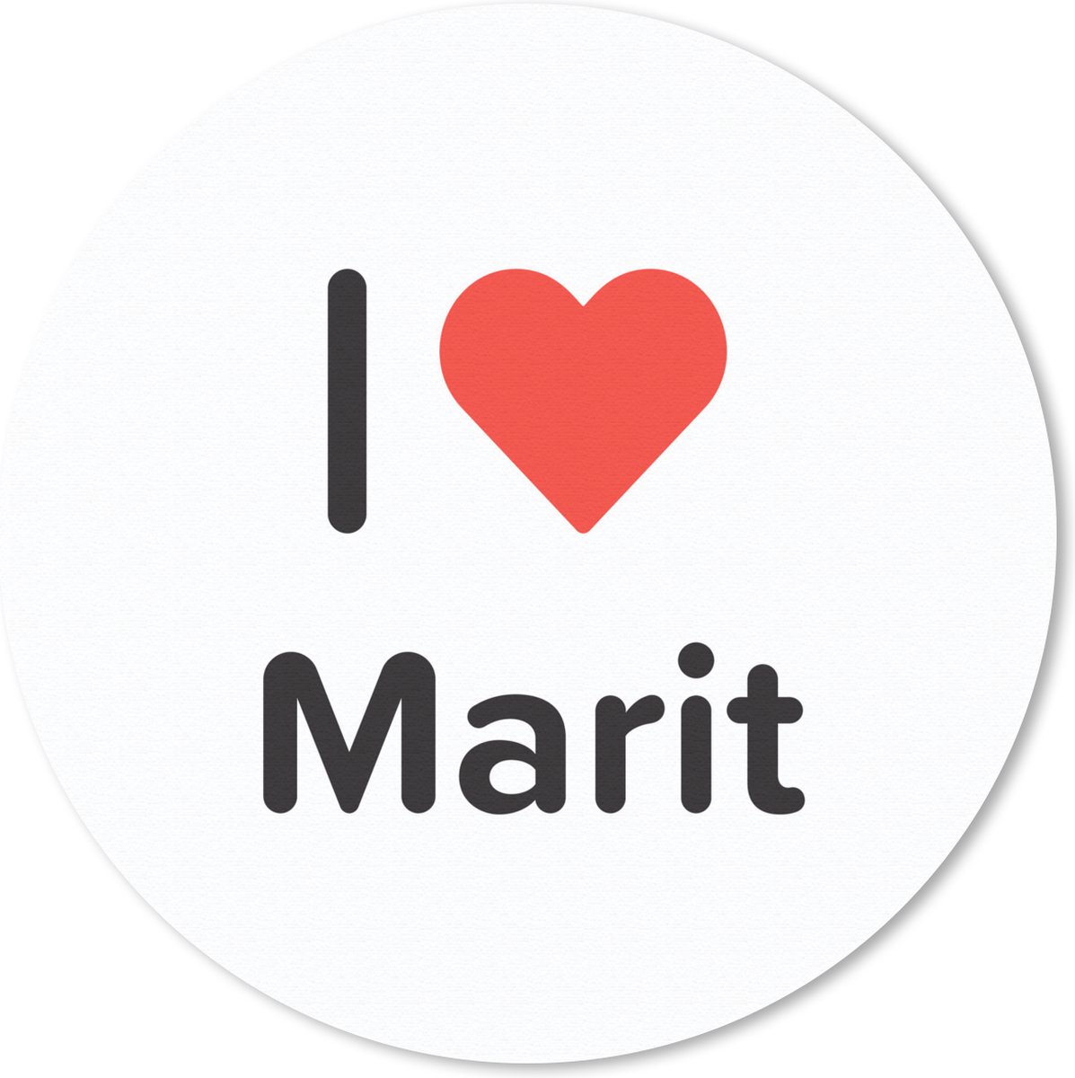 Muismat rond 20x20 cm - Mousepad I love - Marit - Meisje - Ronde muismatten