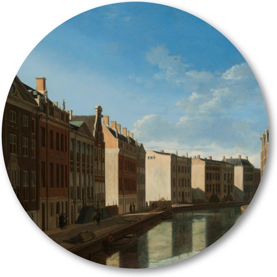 Gezicht op de Gouden Bocht in de Herengracht - Muurcirkel Forex 40cm - Wandcirkel voor binnen - Gerrit Berckheyde - Meesterwerken