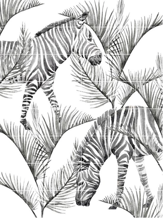 IXXI Zebra Palm - Wanddecoratie - Dieren en insecten - 120 x 160 cm