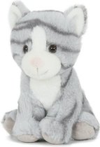 Pluche grijze poes/kat knuffel 18 cm speelgoed - Huisdierenknuffels/knuffeldieren/knuffels voor kinderen