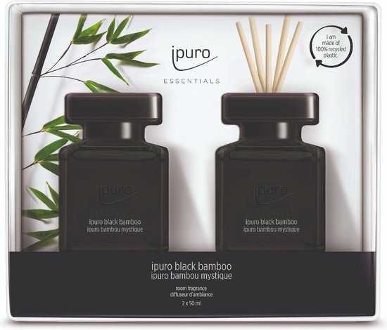ipuro Black bambooset diffuseur aromatique Flacon de parfum Verre, Plastique Noir