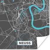 Poster Stadskaart – Kaart – Neuss – Blauw – Duitsland – Plattegrond - 50x50 cm