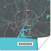 Poster Kaart – Plattegrond – Stadskaart – Emden – Duitsland – Blauw - 30x30 cm