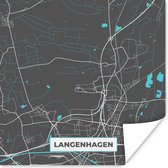 Poster Langenhagen – Stadskaart – Blauw – Plattegrond – Stadskaart – Kaart - Duitsland - 75x75 cm
