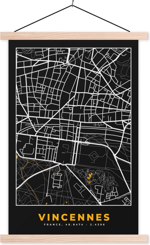 Porte-affiche avec affiche - Affiche scolaire - France - Vincennes - Plan de la ville - Carte - Plan d'étage - 40x60 cm - Lattes vierges