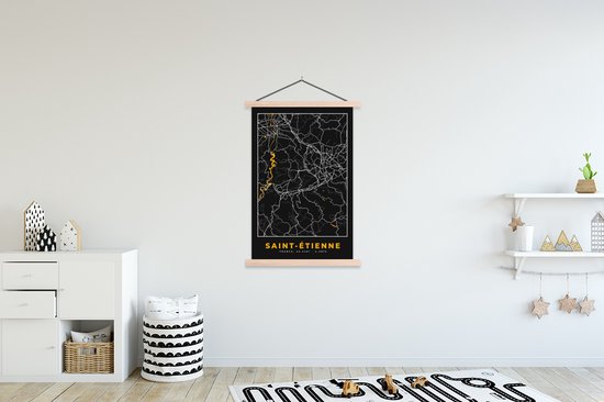 Porte-affiche avec Affiche - Affiche scolaire - Carte - Carte - France - Saint-Étienne - Plan de la ville - 120x180 cm - Lattes vierges